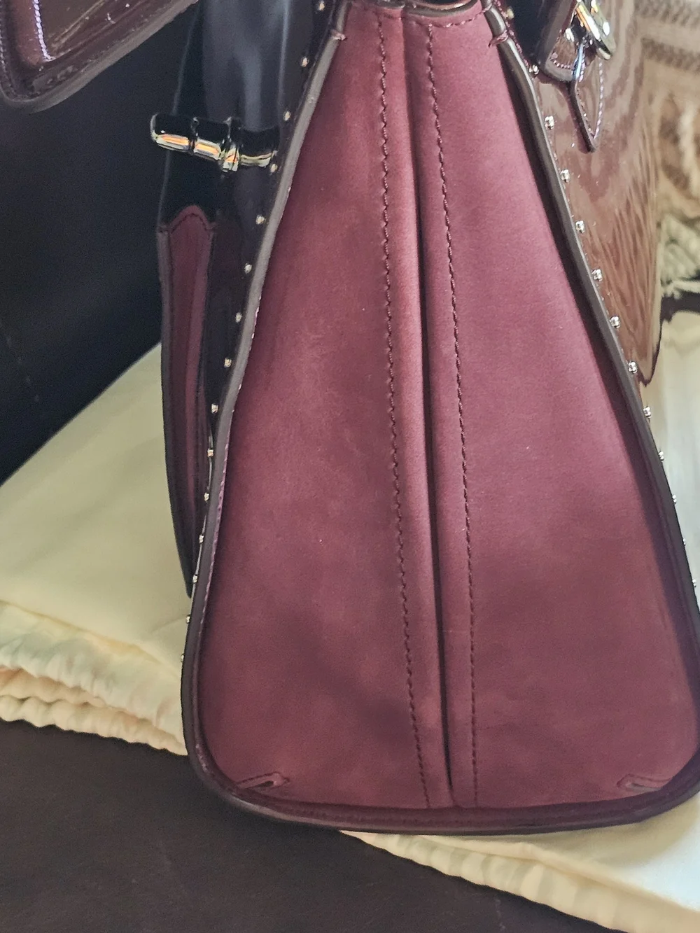 Coach Patent Leather Satchel in Burgundy